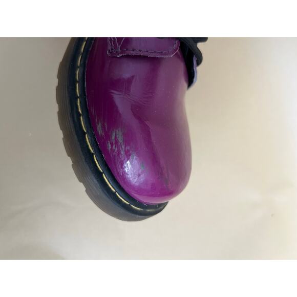 Dr. Martens Delaney Purple Patent Leather Combat Boots Youth Girls Zip Lace - Picture 8 of 12
